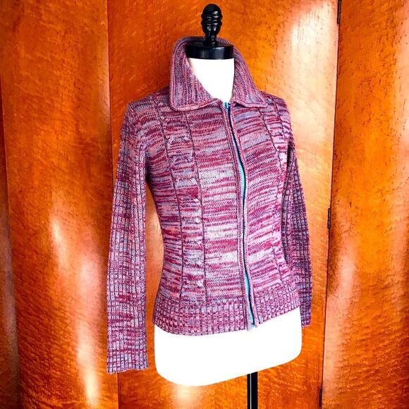 SPACE DYED 1970’s 70s Vintage Cardigan Sweater S M - Picture 1 of 10